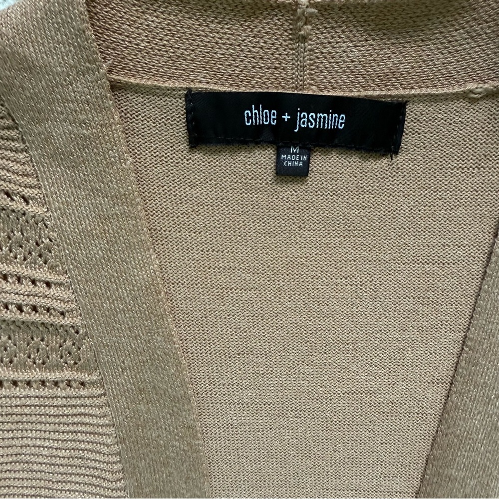 CHLOE + JASMINE | Tan Cardigan Sweater Sz M - Picture 5 of 6